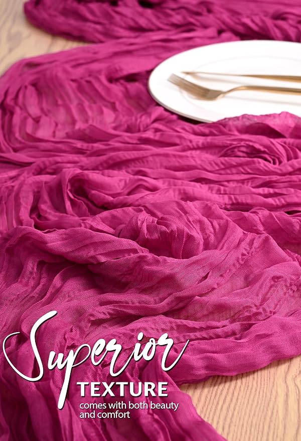 18 Pack Cheesecloth Table Runner 10FT Fuschia Table Runner Boho Gauze Cheese - Image 4