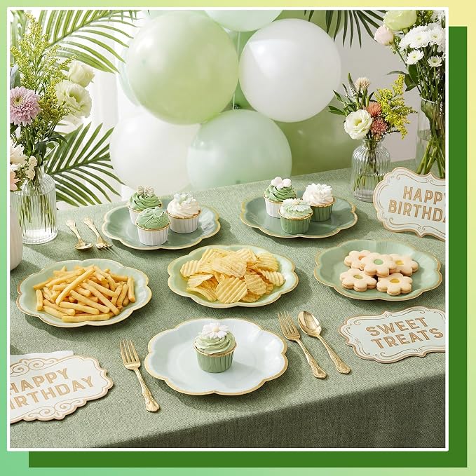 60 Pcs Sage Green Plates, 7 In Disposable Dessert Plates - Image 4