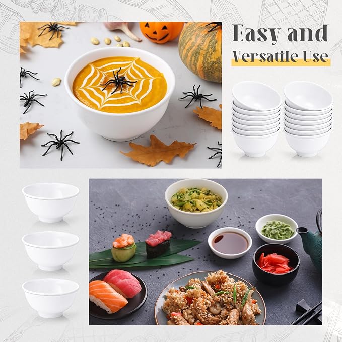 Tioncy 20 Pack 6 oz Bowls Set Dessert Bowls Unbreakable White Soup Bowls Salad - Image 4