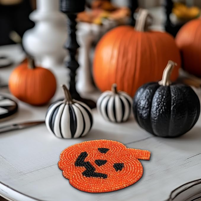 COTTON CRAFT Halloween Harvest Pumpkin Beaded Coasters - Image 7