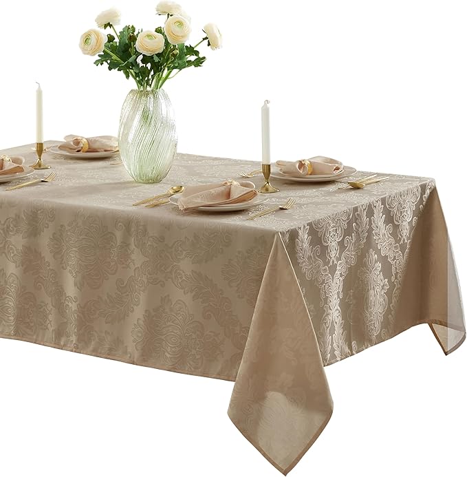 Newbridge Barcelona Luxury Damask Fabric Tablecloth, 70” Extra Wide x 126” by HomeBargainsPlus