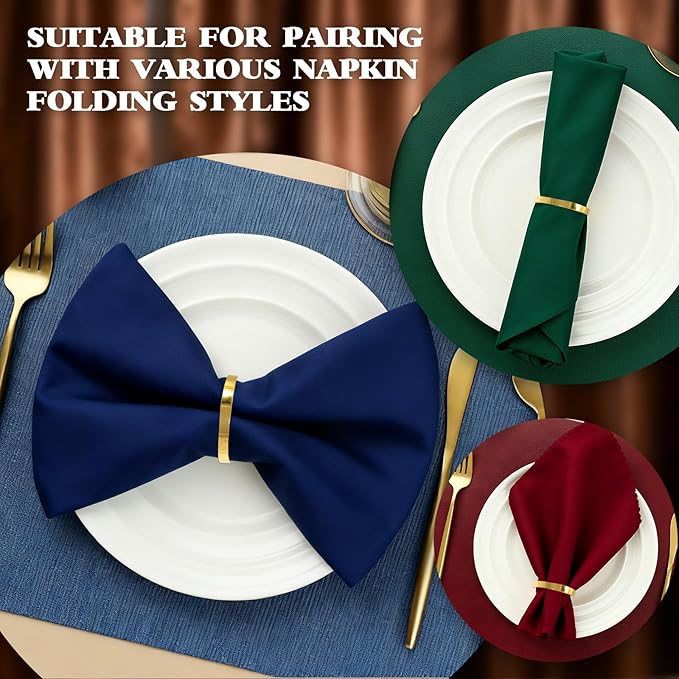 200 Pcs Gold Napkin Rings Bulk, Exquisite Round Napkin Ring Buckles, Suitable - Image 5