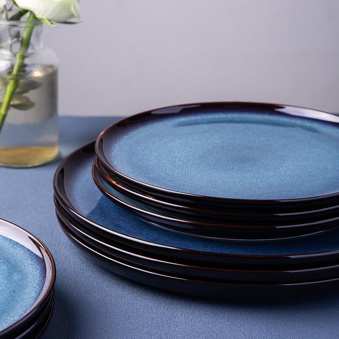 LERATIO Ceramic Plate Set of 6, 8.5 Inch Reactive Glaze Salad Plates | Modern - Image 6