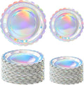 50 Pcs Iridescent Scalloped Paper Plates 25 × 7'' and 25 × 9'' Disposable by FALIZIFU