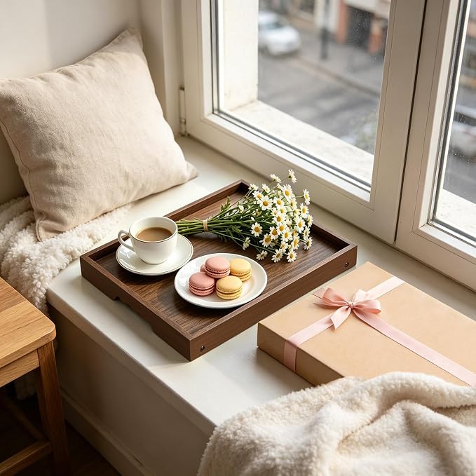 Bamboo Breakfast Trays with Folding Legs, Walnut | Set of 2 large bamboo bed - Image 8