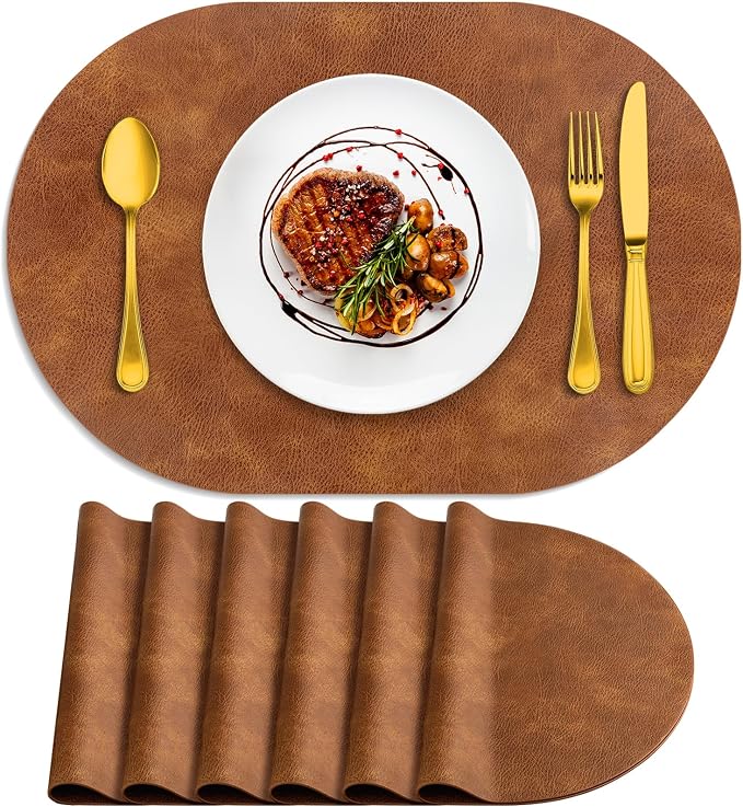 ADRIMER Placemats, Heat Resistant Oval Placemats Set of 6 Washable 12 x 17 Inch by Adrimersdreamistobeanindispensablecompanioninyourlife