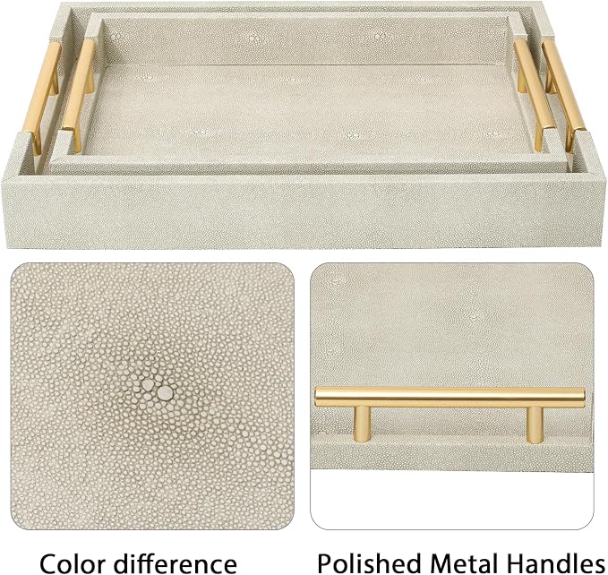 SwallowLiving Set of 2 Shagreen Serving Tray - Image 5