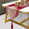 Luxury Red Gold Table Runner 72 Inches Long, Modern Abstract Geometric | Faux by Fullony
