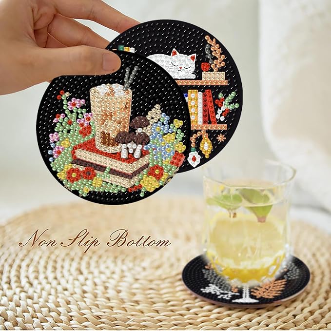 8PCS Bookshelf Diamond Art Coasters - Image 4