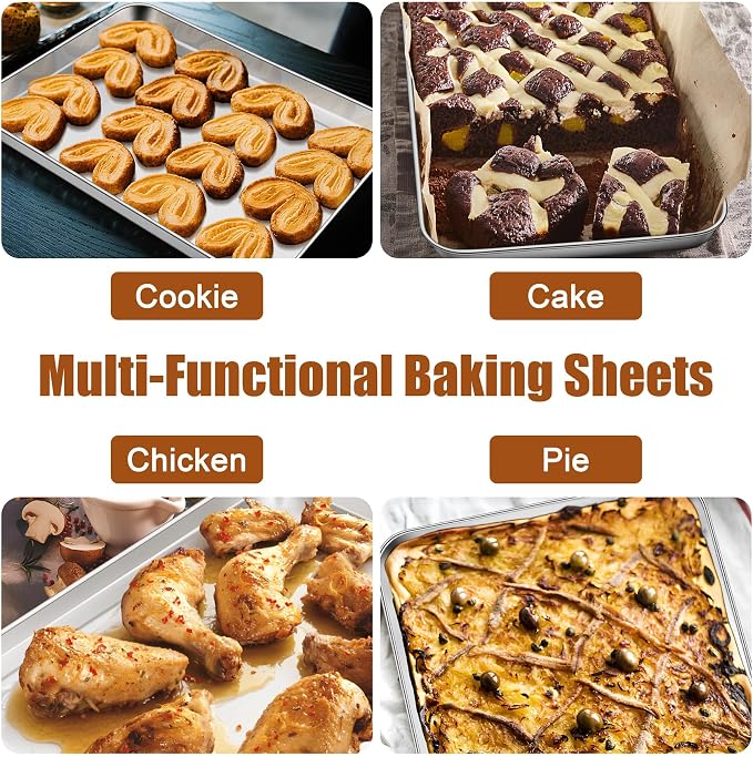 TeamFar Baking Sheet, Cookie Sheets Baking Pans Set of 3, 17.6/16/12.5 Inch | - Image 7