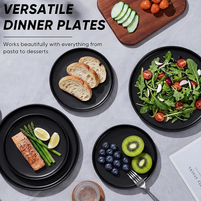 E-far Dinner Plates Set of 6, 10.5 Inch Stoneware Dinner Plate, Chip & Scratch - Image 5