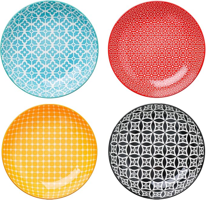 DOWAN 8.5" Vibrant Pasta, Salad & Soup Serving Bowls Set of 4, Embossed Large - Image 9