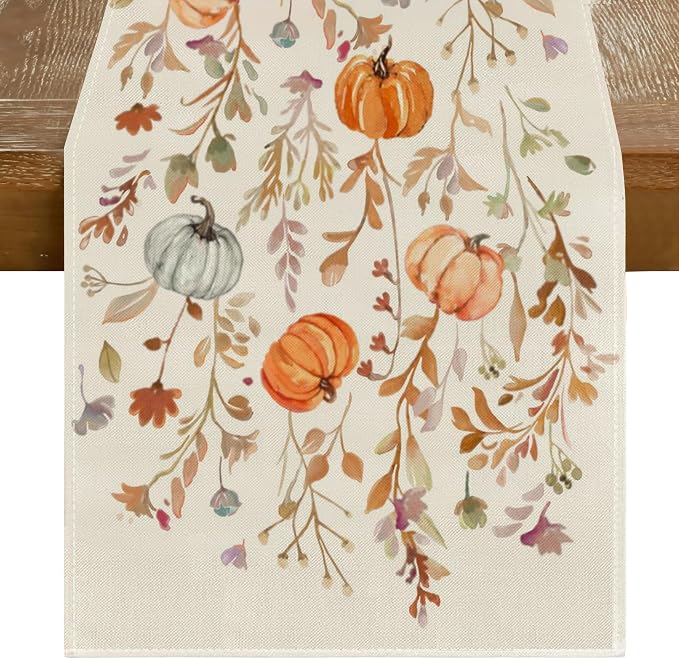 RABUSOFA Fall Table Runner 13x108 Inch Pumpkins Fall Decor by RABUSOFA