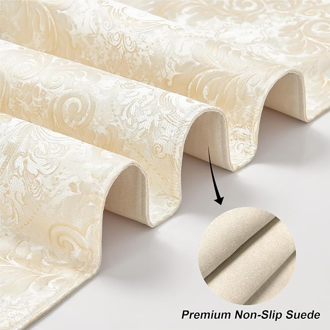 Loom and Mill Elegant Damask Table Runner 13x108 inch, Champagne Gold | Double - Image 4