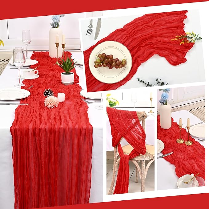 10 Pack Red Cheesecloth Table Runner 17x108 Inch Boho Gauze Cheese Cloth Table - Image 5
