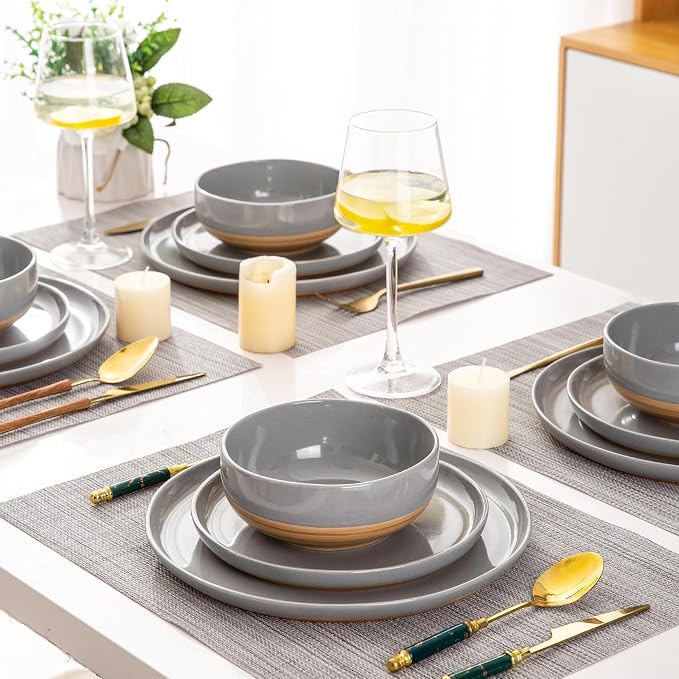AmorArc Dinnerware Sets for 6, 18 Pieces Ceramic Plates and Bowls Set | Scratch - Image 7