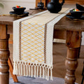 EMMTEEY Macrame Table Runner Boho Style 108 Inches Long, Hexagonal Yellow | by EMMTEEY