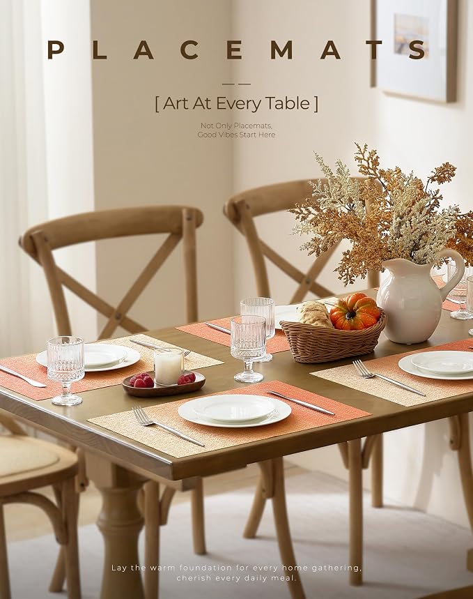 Leetaltree Gradient Burnt Orange Woven Placemats Set of 24 - Image 2