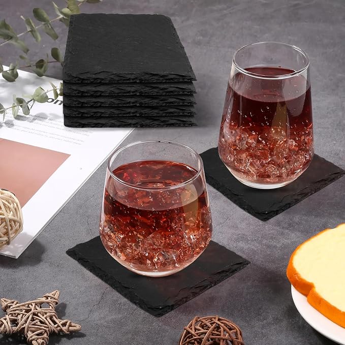 68 Pieces Slate Coasters, Dhfsleo Size 4 x 4 inch Black Coasters Stone Coaster - Image 3