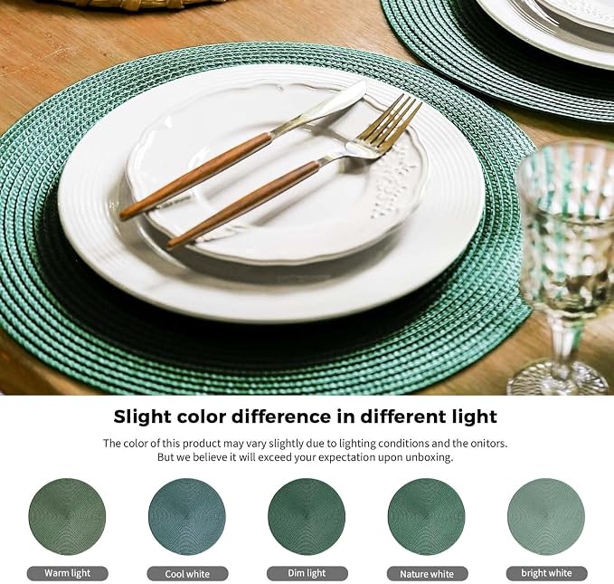 FunWheat Round Braided Placemats Set of 6 Table Mats - Image 5