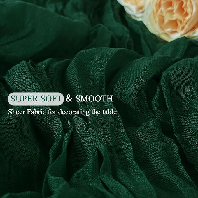12Pack Emerald Green Cheesecloth Table Runner 20x120inch Gauze Runners | Boho - Image 7