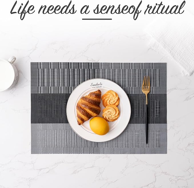 Placemats Set of 6 Washable Indoor | Outdoor Vinyl Place Mats - Image 5