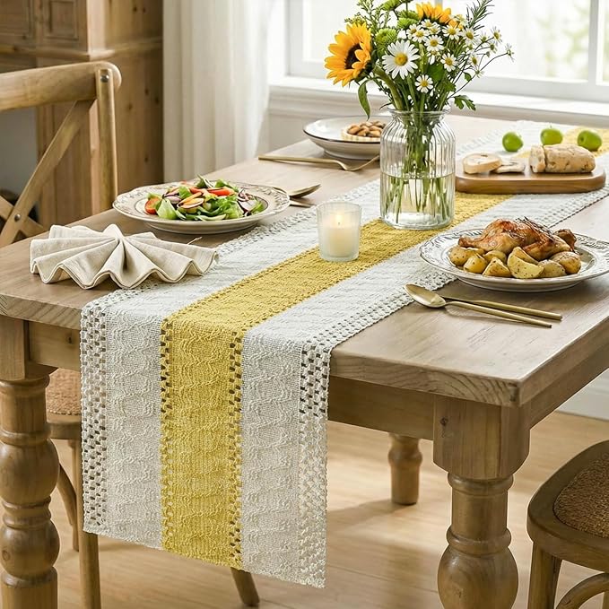 Artoid Mode Yellow Farmhouse Rustic Table Runner 12x72 Inch | Seasonal Holiday - Image 5