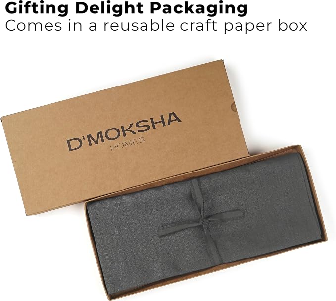 Classic Linen™ by D'Moksha Charcoal Grey Table Runner 144 Inches Long, 100% - Image 4