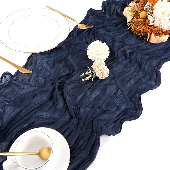10 Pack Navy Blue Cheesecloth Table Runner 17x108 Inch Boho Gauze Cheese Cloth - Image 4