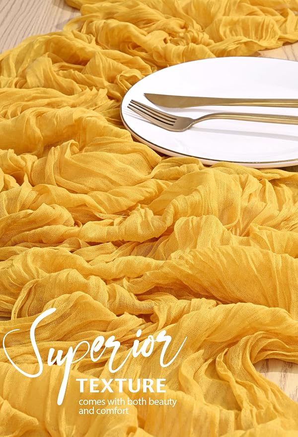 4 Pack Cheesecloth Table Runner 10FT Gold Table Runner Boho Gauze Cheese Cloth - Image 4