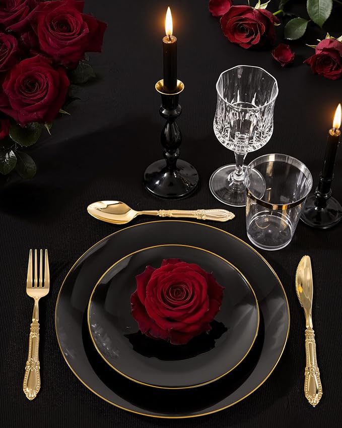 Nervure 100PCS Black Plastic Plates - Image 8
