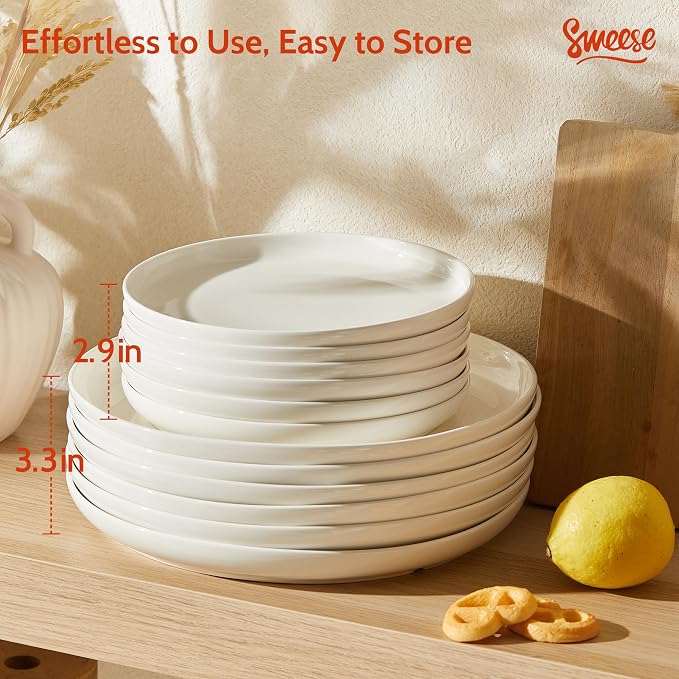 Sweese Porcelain Dessert Plates, 7.4 Inch Lightweight Round Salad Plates Set of - Image 5
