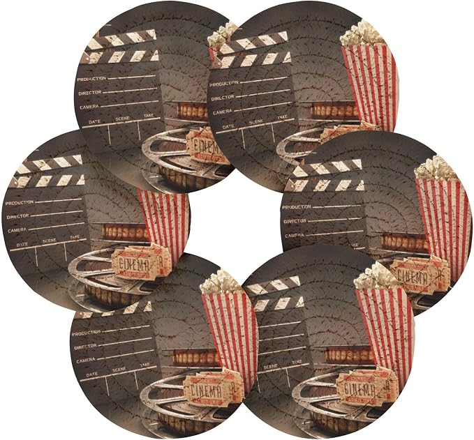 YETTASBIN Movie Theater Popcorn 6 Pcs Drink Coasters - Image 2