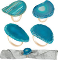 CozyTower Agate Napkin Rings Set of 4, Unique Geode Napkin Rings | Gold Napkin by CozyTower