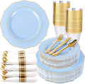 350PCS Blue Plastic Plates by Liacere