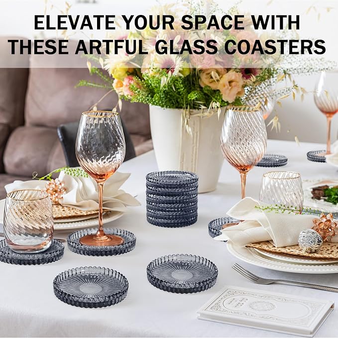 Modern Clear Glass Coasters Set of 8, Cute Coasters Table Mats - Image 7