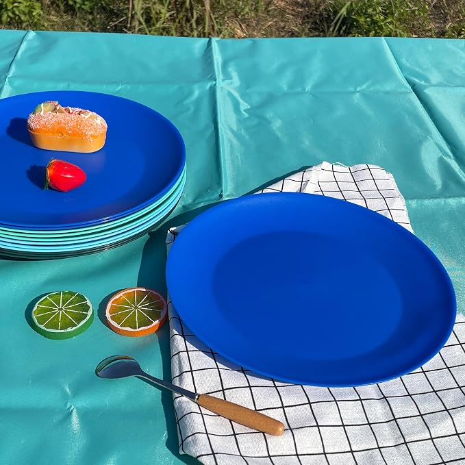 AOYITE 10 inch Plastic Plates Reusable Set 12, BPA Free Kids Plate Ocean | Food - Image 9