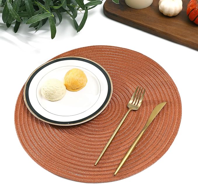 SHACOS Round Placemats Set of 6 Washable 15 inch Round Placemat Cotton - Image 8