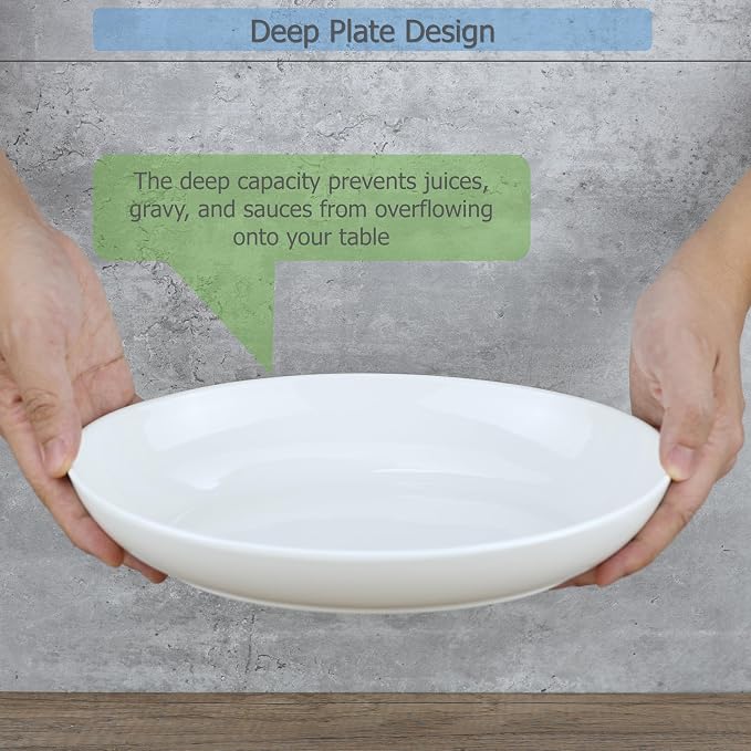 EIKS Ceramic Deep Plates Oval Shaped Dishes, Size of L10.8 x W7.7 | - Image 2