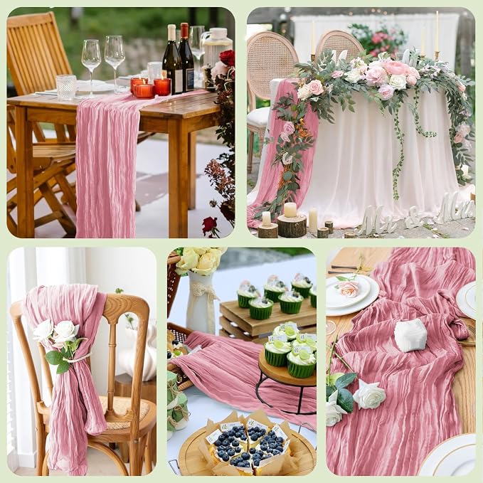 Cheesecloth Table Runner 10FT Boho Gauze Runner, 3 Pack | 120 Inch Cheese Cloth - Image 7