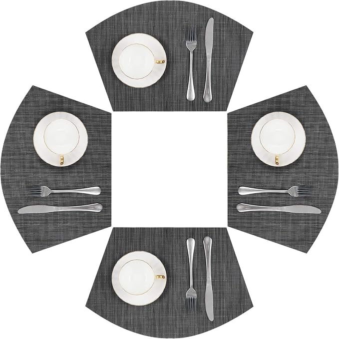 SHACOS Small Round Table Placemats Wedge Placemat Set of 4 Non Slip Heat by SHACOS
