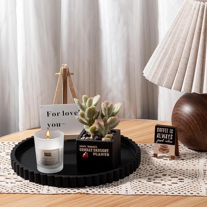 Round Bathroom Tray Perfume Organizer Coffee Table Decor, Heat-Resistant - Image 5