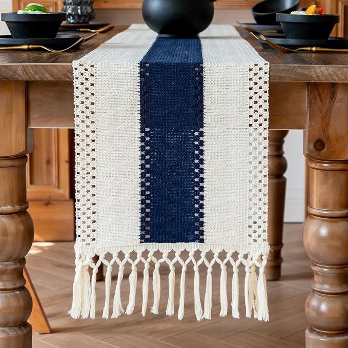 EMMTEEY Boho Table Runner with Tassels 108 Inches Long, Scratch & Heat Resistant - Image 5