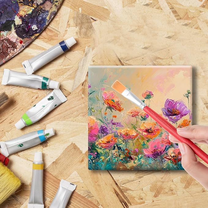 60 Pcs Ceramic Tiles for Crafts 4x4 inches and self-Adhesive Cork mat, unglazed - Image 5