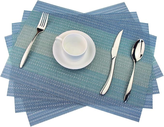 PIGCHCY Placemat, Washable Woven Non-Slip Insulation Durable Placemat Vinyl - Image 6