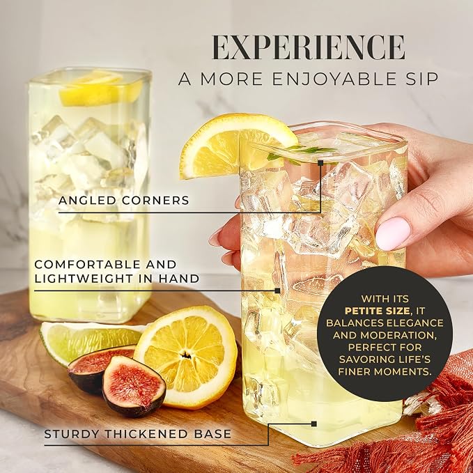 Kitchen Lux Square Drinking Glasses Set of 4 - Image 4