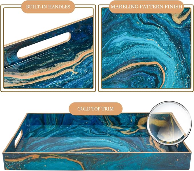 Blue Serving Trays, Plastic Rectangular Serving Tray - Image 4