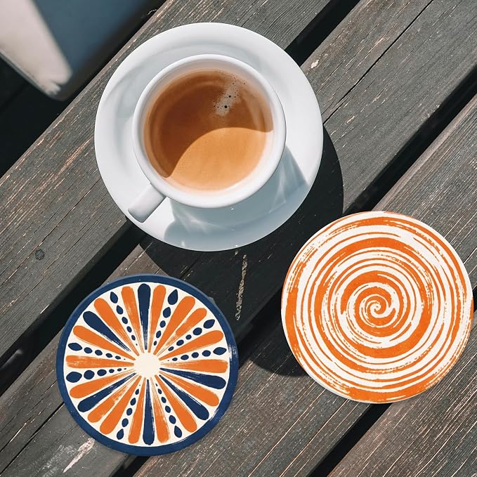 10pcs Coasters for Drinks Abstract Art Absorbent Coasters Set Round Tabletop - Image 5
