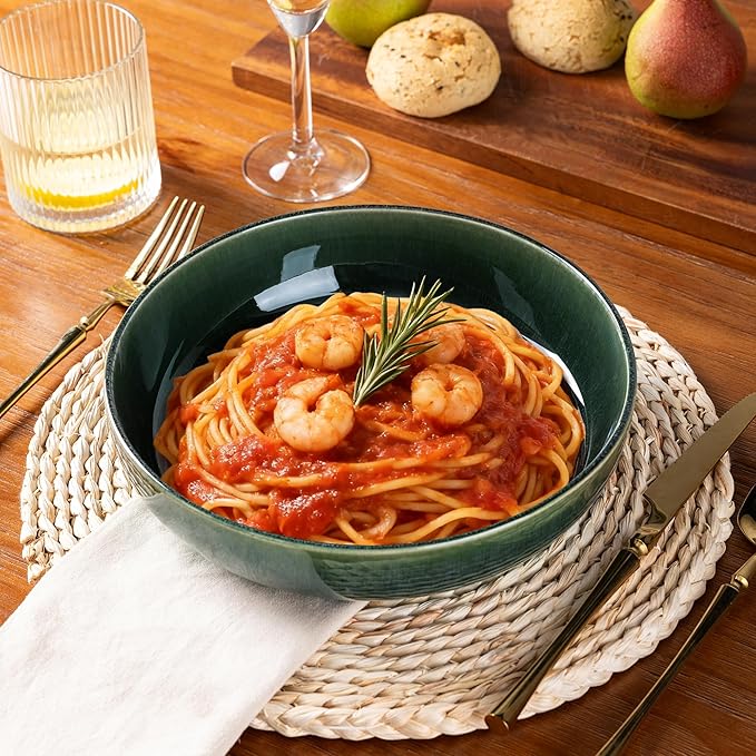GBhome 8.75'' Large Ceramic Pasta Bowls, 38oz Stoneware Pasta Serving Bowls Set - Image 3