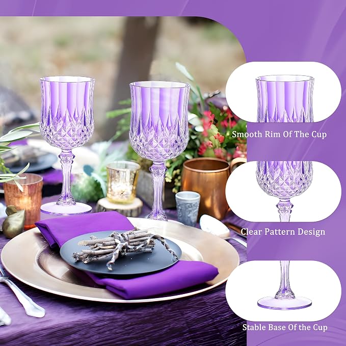7OZ Plastic Wine Glasses, Reusable Vintage Goblets Unbreakable Drinking Glasses - Image 5